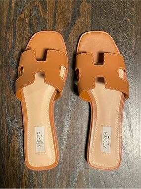Steven by Steve Madden Tan Leather H Slide Sandals